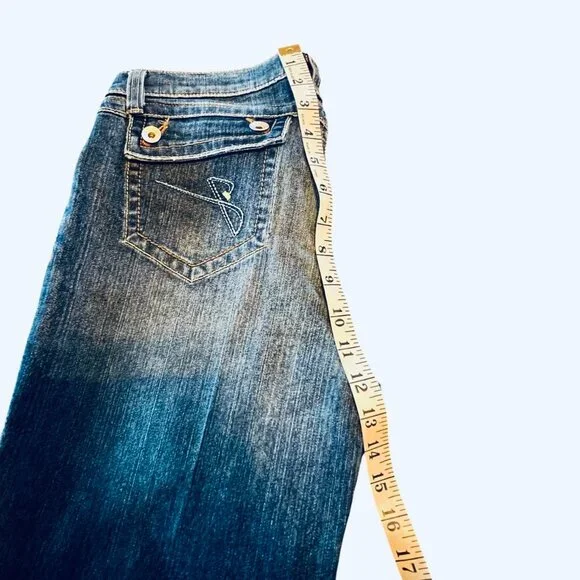 Vintage 90s / Y2K JNCO Dark Wash Distressed Bottom Straight Leg Jeans - Picture 11 of 14